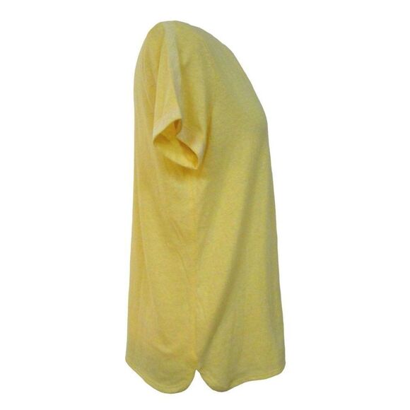 GAP Yellow V-Neck Embroidered Tee Top Cap Sleeve Side Slits Cotton Sz M NEW - Picture 3 of 5